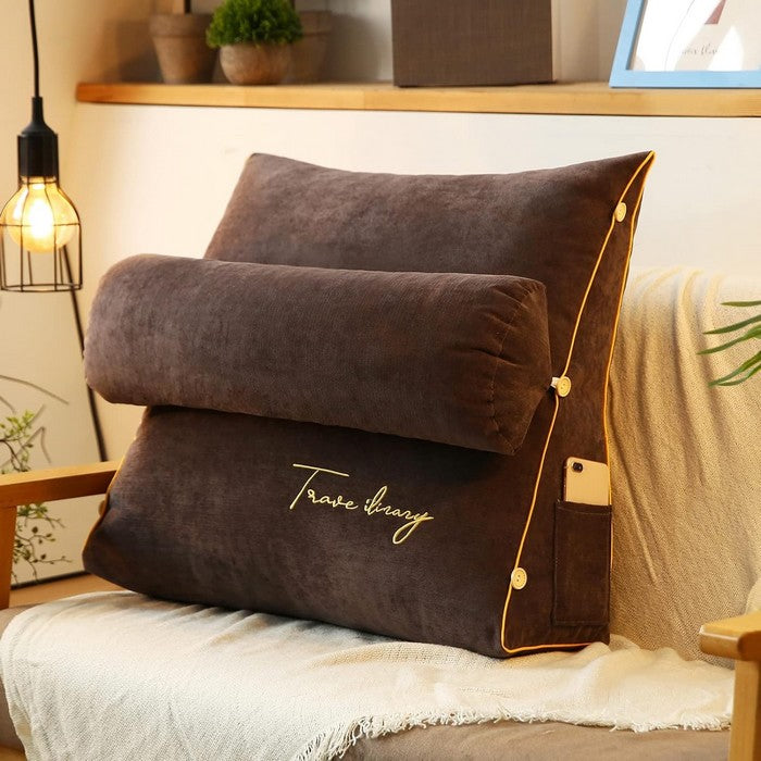 Brown back rest pillow