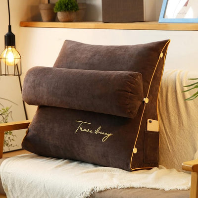 Brown back rest pillow