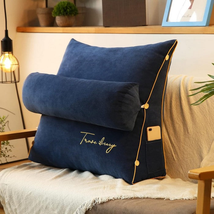 Darkblue reading pillow for bed