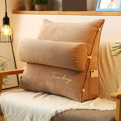 Khaki back rest pillow