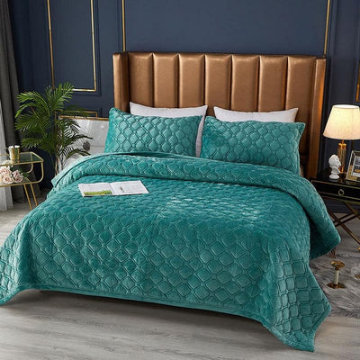 green single bedspread quilted