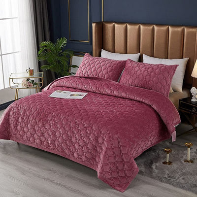 wine red cotton bedspread set